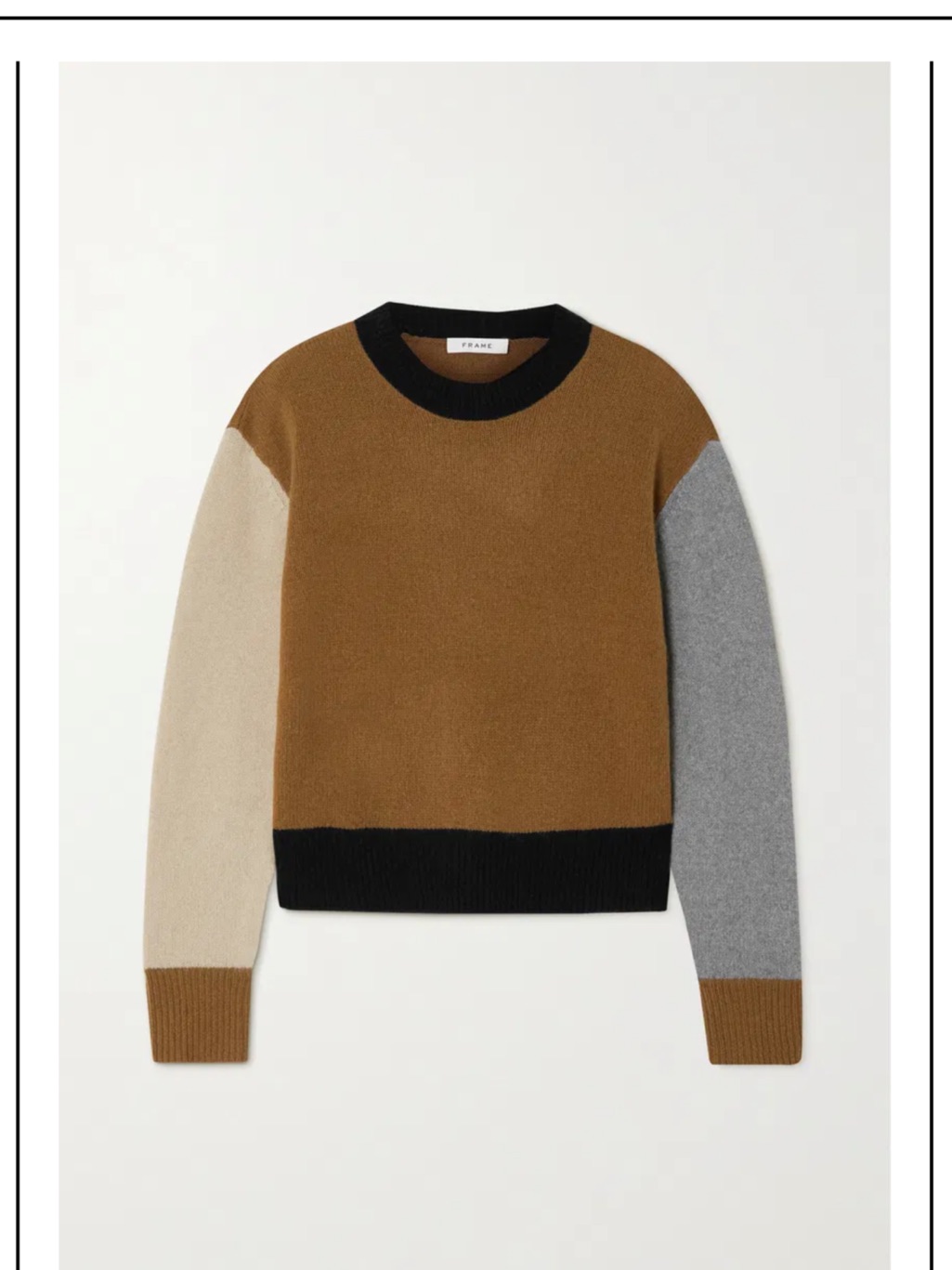 Frame Denim Colorblock Cashmere Crew Neck Sweater - Brown & Gray
